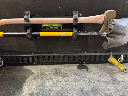 Made in America, steel tool mount and holder for fire gear or tools. Made by company Gheer Built