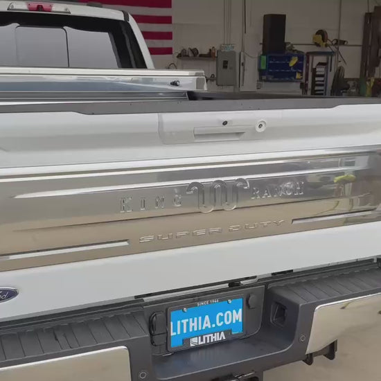 Tool holder in the back of a brand new king ranch ford truck.