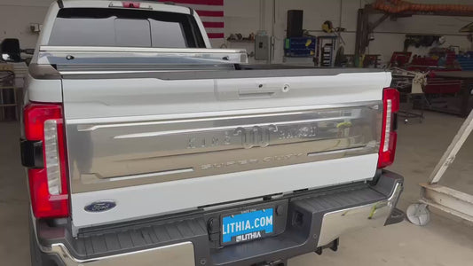Tool holder in the back of a brand new king ranch ford truck.